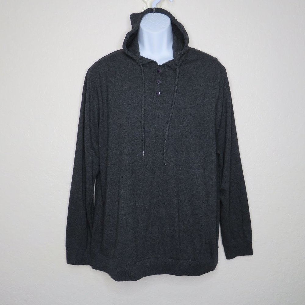 Hudson & Barrow*‎ Men's Long Sleeve 3 Button Down Pull-String Hoodie Sweater~ XL
